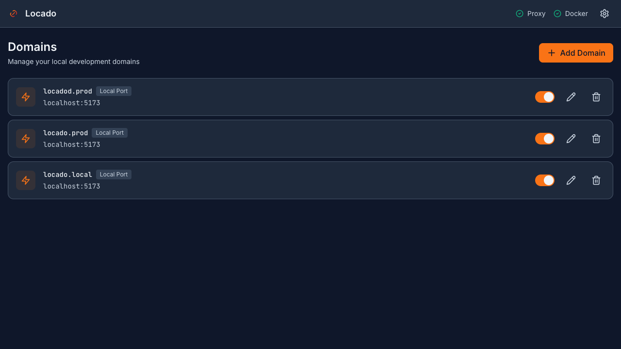 Locado Dashboard - Manage your local development domains
